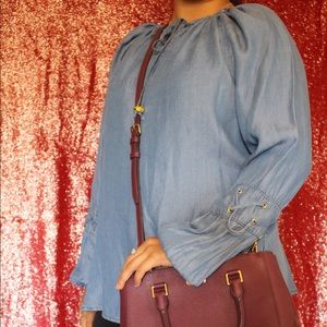 Denim shirt with flow arms